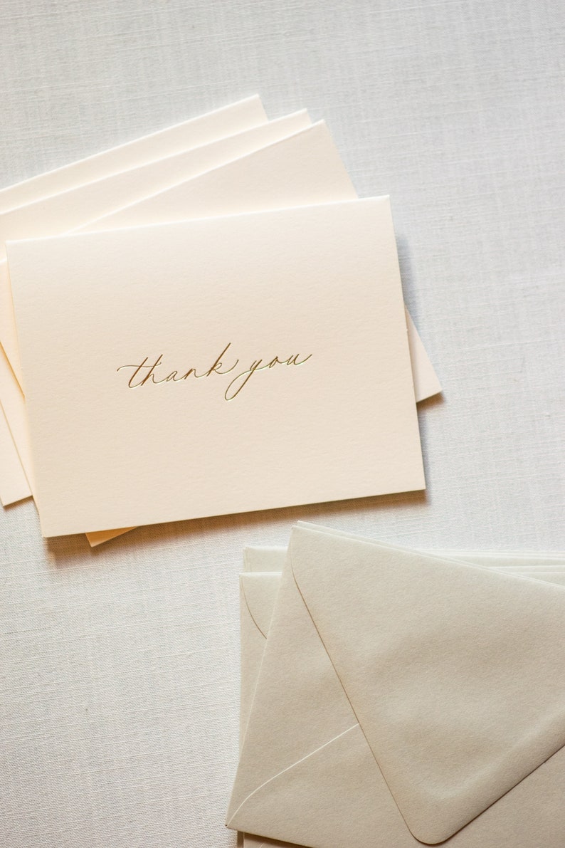 Thank You Cards, Letterpress Gold Foil Card, Boutique Handmade Notes, Chic Gift image 3