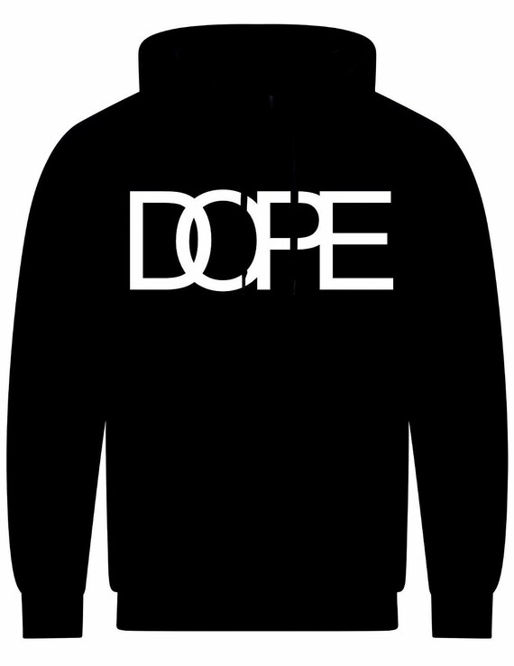 Sweat à Capuche (Hoodie) Blvck Dope - Taille L, Blanc à Manches Longues Noires, Occasion Très Bon État