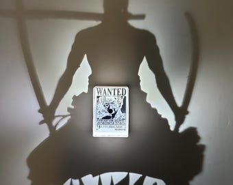 Roronoa Zoro Shadow Wandlampe, One Piece ""Wanted"" Serie Silhouette Night Light."