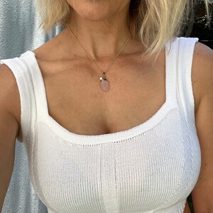Rose Quartz Necklace Pendant with Chain.