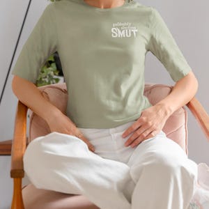 Probably Reading Smut - Boxy Crop Book T-shirt. 100% Organic Cotton. Book Clothing, Book Lovers. Reading Tshirt, Bookish T-shirt.