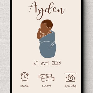 Customizable birth poster to download and print - Birth gift - Child boy room decoration