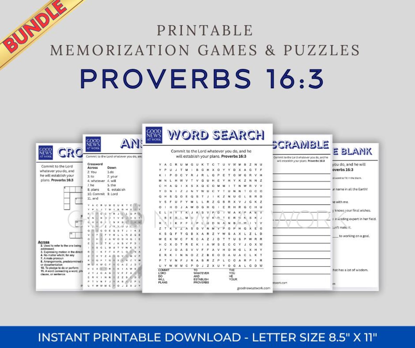 Proverbs 16:3 Bible Verse Game & Puzzle Bundle (digital Download) - Etsy