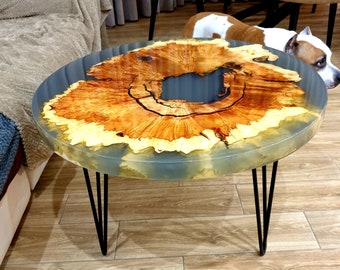 Elegante mesa de centro Burl Maple, madera de arce Burl, mesa decorativa redonda para decoración moderna del hogar, regalo de aniversario perfecto