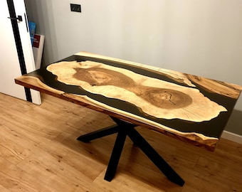Handcrafted Live Edge Walnut Coffee Table with Epoxy Resin Finish - Customizable Epoxy River Dining Table, Unique Wood Resin Tabletop