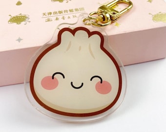 Dumpling Bao Dim Sum kawaii acrylic key chain, cute pin, dumpling bao lover gift, cute gift, foodie lover