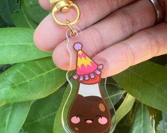 Birthday Soy Sauce Dumpling Bao Dim Sum kawaii acrylic key chain, cute pin, dumpling bao lover gift, cute gift, foodie lover, Birthday gift