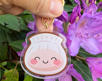 Har Gow Dumpling Bao Dim Sum kawaii acrylic key chain, cute pin, dumpling bao lover gift, cute gift, foodie lover