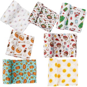Baby Muslin Swaddle Blanket Buttery Soft Cotton Bamboo Dumpling Dim Sum, Boba Tea, Hot Pot, Christmas, Taco, Birthday, Sun 45 x 47 inches
