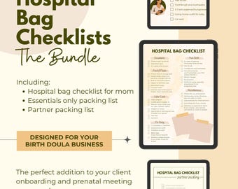 Hospital Bag Checklist | Labor and Delivery Checklist | Doula Resources | Digital Download | Editable and Printable | Doula Handout