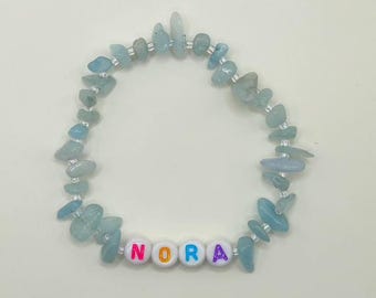 Aquamarine Gemstone Bracelet | Raw Gemstone Jewelry | Summer Essential | Stackable Bracelet | Personalized and Handmade | Birthstone Jewelry