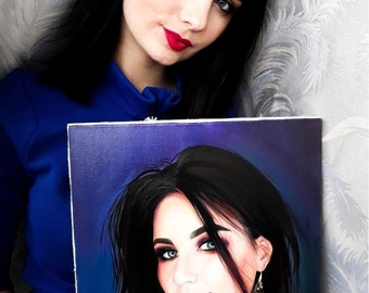 Portrait, picture with a photo. Order a portrait for your wife in oil paints. A gift for your beloved.New Year's gift