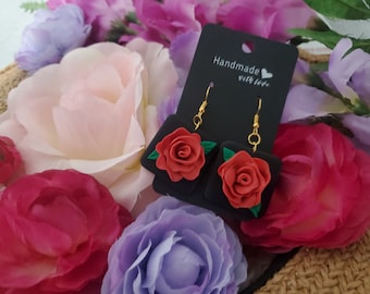 Flowers| Floral Earrings| Floral Dangles| Clay Earrings| Polymer Clay Earrings| Handmade| Gifts for Her| Jewelry Gifts for Her|