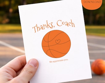 Thanks, Coach | Basketball Greeting Card Printable PNG | Digital Download