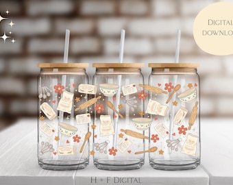 Vintage Baking Cup Wrap PNG – Adorable Bakers Design, 16 oz (Digital File)