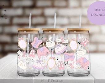 Ballet Cup Wrap PNG – Coquette Dance Design, 16 oz (Digital File)