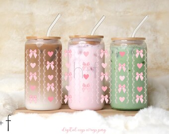 Coquette Lace Cup Wrap – Girly Bows PNG File (Digital)