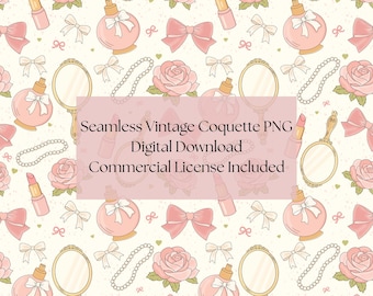Vintage Coquette Seamless Pattern | Girly Coquette PNG (Digital Download)