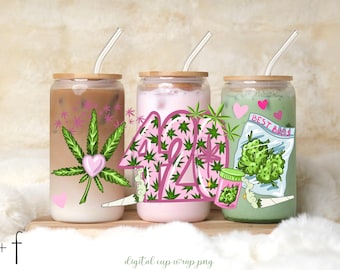 420 Cannabis Digital 16 oz Cup Wrap PNG Design - Instant Download, DIY Cannabis Lover Tumbler Wrap, Sublimation Design