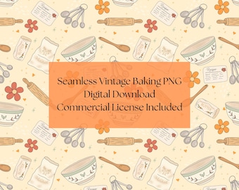 Vintage Baking Seamless Pattern | Adorable Bakers PNG (Digital Download)