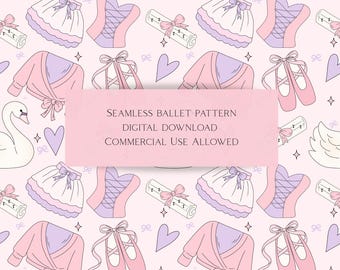 Ballet Seamless Pattern | Colorful Dance PNG (Digital Download)