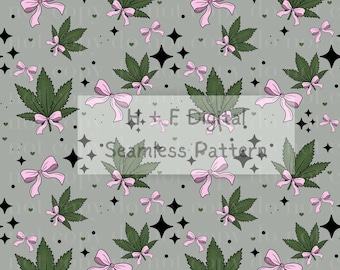 Coquette Cannabis Seamless PNG File | Tumblers, Coffee Sleeves (Commercial License)