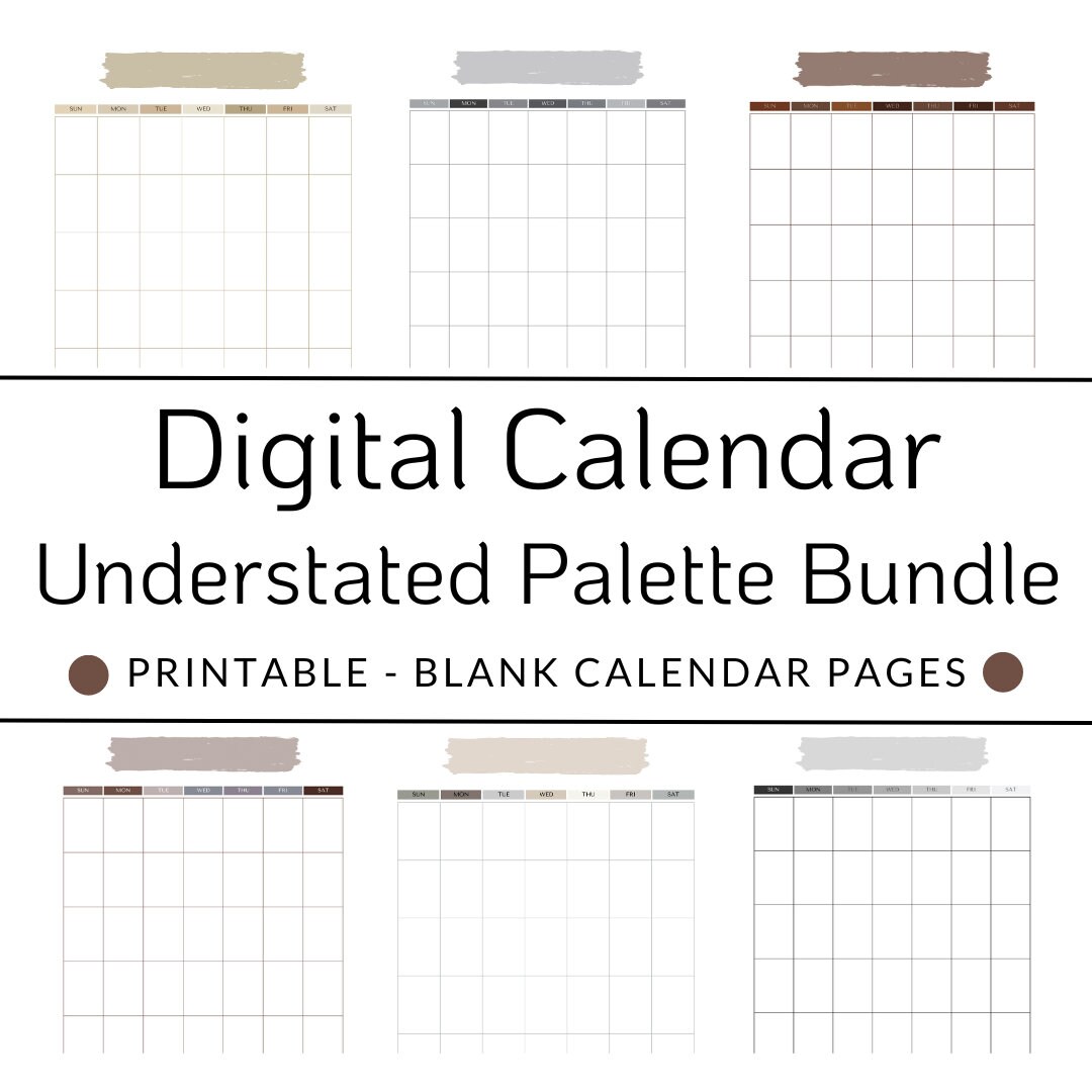 Digital Printable Blank Calendar Pages Bundle Understated - Etsy