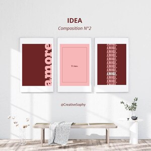 Modern e Minimalist Wall Art - PINK– Italian Love | Amore e Ti Amo – 9 Digital Posters | A3 e Tabloid | Instant Download | Printable PDF