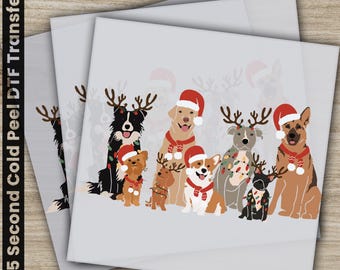Dog, Christmas DTF Transfers, Ready to Press, Personalized Gifts, Direct to Film, Sublimation Screen Prints, Fast Shipping