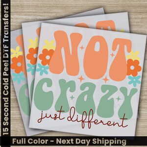Not Crazy Just Different, Sarcastic Transfers, Ready to Press, Personalized DTF Transfers, Sarcastic Gifts, Heat Press DTF Transfers
