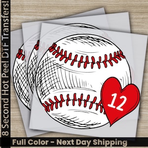 Custom Baseball DTF Transfers, Baseball Heart, Sport Time, Ready to Press
