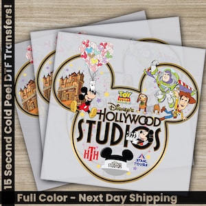 Disney&#39;s Hollywood Studios, Disney Transfers,Ready to Press,Personalized DTF Transfers, Disney Gifts, High Quality, Heat Press DTF Transfers