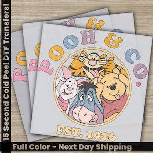 Winnie the Pooh y compañía, estilo vintage, Disney, listo para imprimir, transferencia DTF personalizada, regalos Disney, transferencia DTF con prensa de calor