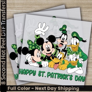 Happy St. Patrick&#39;s Day DTF Transfer, Disney Friends Ready to Press,Personalized DTF Transfer, St. Patrick&#39;s Gifts, Heat Press