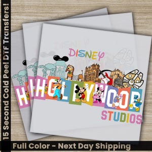 Disney Hollywood Studios, Disney Transfers, Ready to Press, Personalized DTF Transfers, Disney Gifts, High Quality, Heat Press DTF Transfers