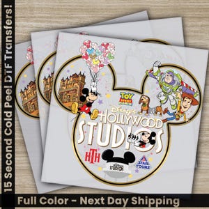 Disney&#39;s Hollywood Studios, Disney Transfers,Ready to Press,Personalized DTF Transfers, Disney Gifts, High Quality, Heat Press DTF Transfers