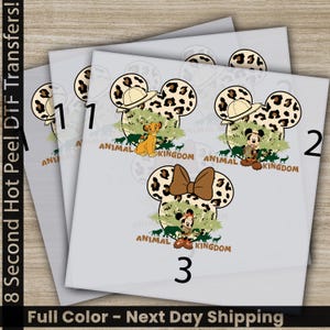 Custom Animal Kingdom Safari Vacation Design DTF Transfers, Mickey, Minnie And Simba