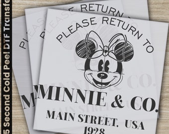 Please Return to Minnie, Disney Transfers, Ready to Press, Personalized DTF Transfers, Disney Gifts, High Quality, Heat Press DTF Transfers