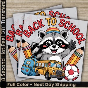 Back To School DTF Transfers, Kindergarten, Teacher Appreciation, Ready to Press, Cute Raccoon, Personalized DTF, School Gift, Heat Press