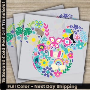 Mickey Floral Ears, Disney Transfers, Ready to Press, Personalized DTF Transfers, Disney Gifts, High Quality, Heat Press DTF Transfers