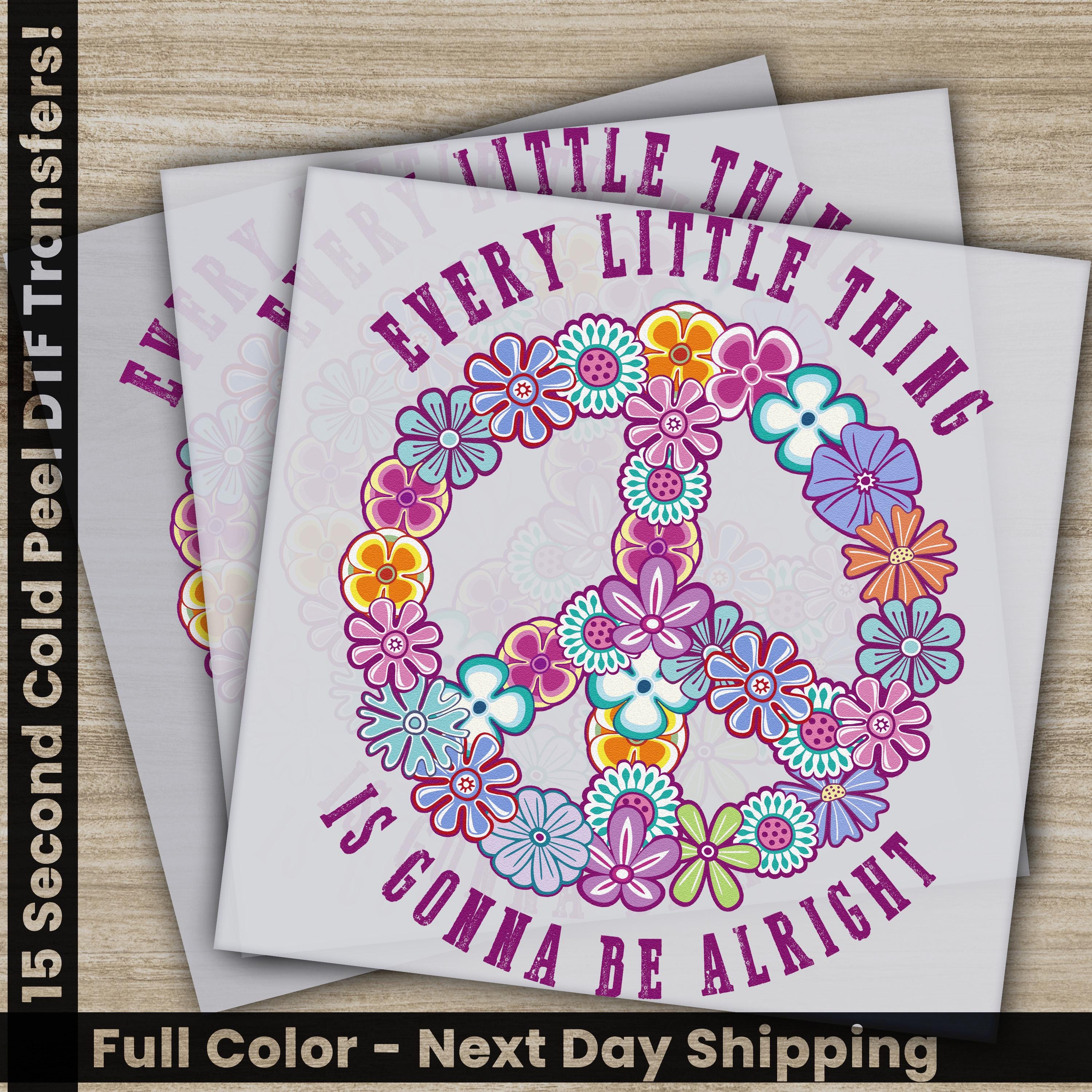 JOCASA Poster vintage en métal de style hippie « Every Little Thing Is Gonna Be Alright » - Décoration murale rétro hippie en aluminium pour maison
