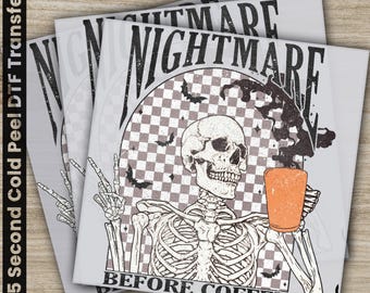 Transferencias de Halloween, listas para imprimir, transferencias DTF personalizadas, para regalos familiares, transferencias DTF para prensa de calor