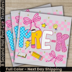 Pre-K DTF Transfer, Back to School Ready to Press Print for Educators, First Day Of School, Preschool Girls & Boys Gift, Fast Shipping