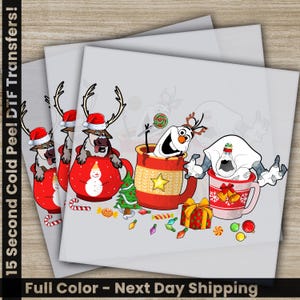 Hot Cocoa, Deer, Christmas DTF Transfers, Ready to Press, Personalized Gifts, Direct to Film, Sublimation Screen Prints, Fast Shipping