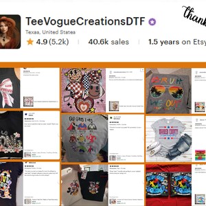 The image is a collage of various images featuring merchandise from TeeVogueCreationsDTF, including t-shirts, posters, and other apparel items. The collage includes images of t-shirts with different designs, posters, and other merchandise. The image does not contain any text that can be described in fewer than 500 characters.
