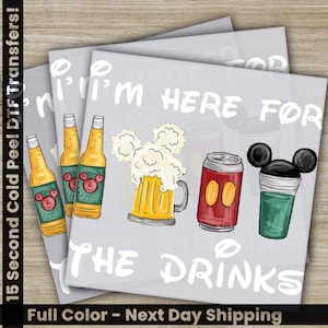 Mickey Drinks White, Disney Transfers, Ready to Press, Personalized DTF Transfers, Disney Gifts, High Quality, Heat Press DTF Transfers