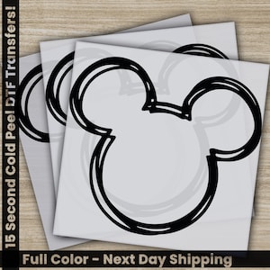 Mickey Head Black Silhouette, Disney Transfer, Ready to Press, Personalized DTF Transfer, Disney Gift, High Quality, Heat Press DTF Transfer