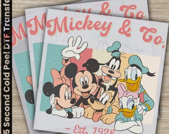 Mickey And Company With Texture, Disney Transfers, Ready to Press, Personalized DTF Transfers, Disney Gifts, Heat Press DTF Transfers