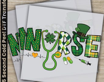 Nurse, Shamrock, St. Patrick's Day Transfers, Ready to Press, Personalized DTF Transfers, St. Patrick's Gifts, Heat Press DTF Transfers