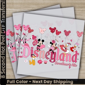Disneyland, Disney Minnie Mickey, Valentine&#39;s Day DTF Transfer, Ready to Press, Personalized DTF, Valentines Gift, High Quality, Heat Press